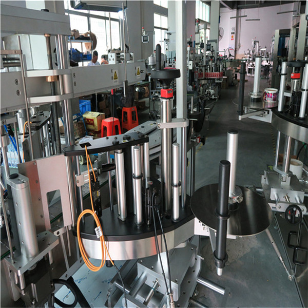 Plastmassa / shisha butilkali ikki yonli yorliqlash mashinasi, to'rtburchak shishadan yasalgan etiketka