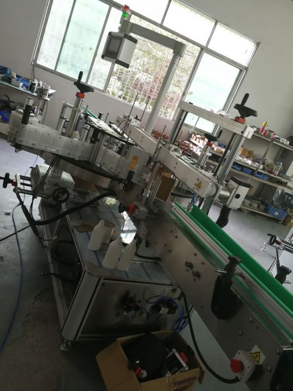 O'z-o'zidan yopishqoq stiker etiketkalash mashinasi old va orqa tomoni, shisha yorlig'i aplikatori